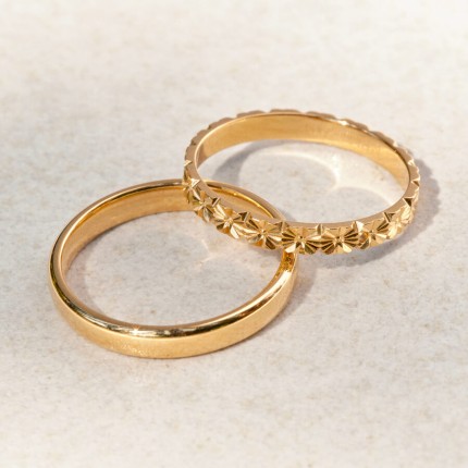 Aliança em ouro amarelo 9K 1/2 cana com 3mm