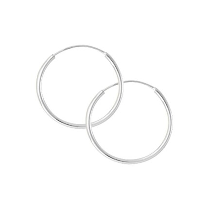 Brincos de argola de 14 mm em ouro branco de 9K