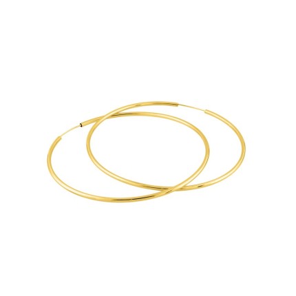 Brincos de argola de 60 mm em ouro amarelo de 9K