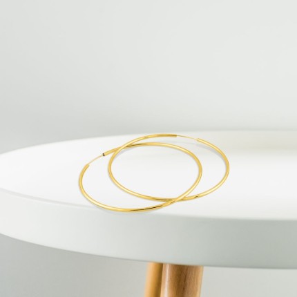 Brincos de argola de 60 mm em ouro amarelo de 9K
