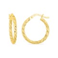 Pendientes de aro entorchados de 15mm en oro amarillo 9K