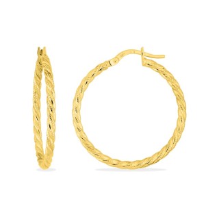 Pendientes de aro entorchados de 25mm en oro amarillo 9K
