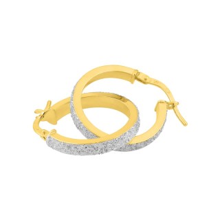 Pendientes de aro oro amarillo 9K y glitter con diametro 15 mm