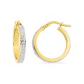 Pendientes de aro oro amarillo 9K y glitter con diametro 15 mm