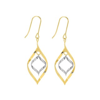 Pendientes bicolores largos oro 9K