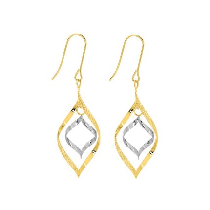 Pendientes bicolores largos oro 9K