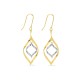 Pendientes bicolores largos oro 9K