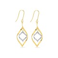 Pendientes bicolores largos oro 9K