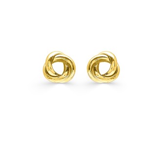 Brincos de nó triplo em ouro amarelo 9k
