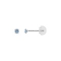 Pendientes oro blanco 9K con topacio 3 mm y cierre de silicona