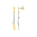 Pendientes largos bicolores oro 9K