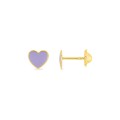 Pendientes infantiles corazón oro amarillo 9K con esmalte lila