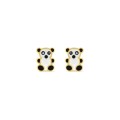 Pendientes infantiles panda oro amarillo 9K con esmalte blanco y negro