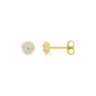 Pendientes oro amarillo 9K con rosetón de diamantes creados 0,17 ct