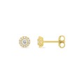 Pendientes oro amarillo 9K con rosetón de diamantes creados 0,17 ct