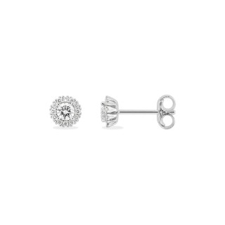 Brincos em ouro branco de 9K com uma roseta de diamantes criados 0,25 ct