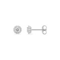 Pendientes oro blanco 9K con rosetón de diamantes creados 0,25 ct