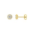 Pendientes oro amarillo 9K con rosetón de diamantes creados 0,30 ct