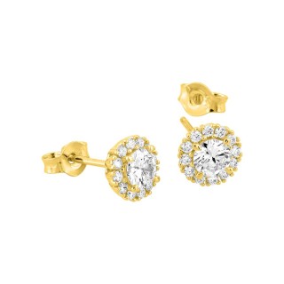 Pendientes oro amarillo 9K con rosetón de diamantes creados 0,57 ct
