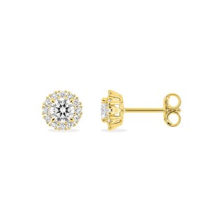 Brincos em ouro amarelo de 9K com uma roseta de diamantes criados 0,57 ct