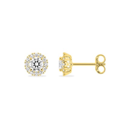 Brincos em ouro amarelo de 9K com uma roseta de diamantes criados 0,57 ct
