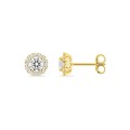Pendientes oro amarillo 9K con rosetón de diamantes creados 0,57 ct