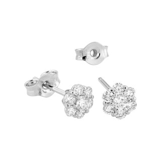 Brincos em ouro branco de 9K com sete diamantes criados 0,30 ct