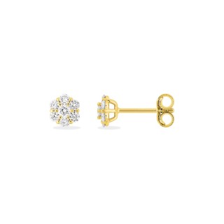 Brincos em ouro amarelo de 9K com sete diamantes criados 0,30 ct
