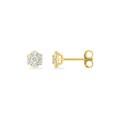 Pendientes oro amarillo 9K con siete diamantes creados 0,30 ct