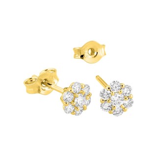Brincos em ouro amarelo de 9K com sete diamantes criados 0,30 ct