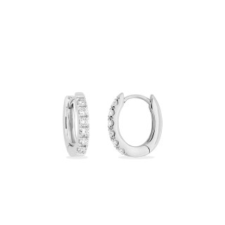 Pendientes de aro en oro blanco 9K con seis diamantes creados 0,15 ct