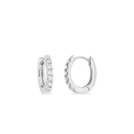 Brincos de argola em ouro branco de 9K com seis diamantes criados 0,15 ct