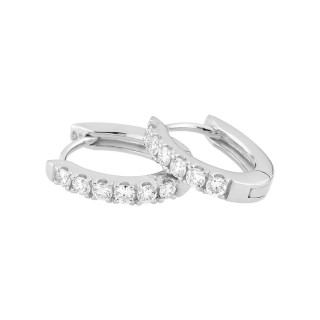 Brincos de argola em ouro branco de 9K com seis diamantes criados 0,15 ct