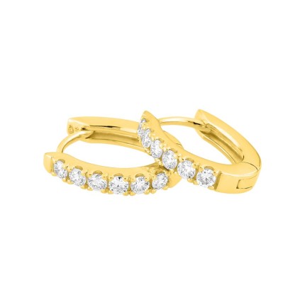 Brincos de argola em ouro amarelo de 9K com seis diamantes criados 0,15 ct