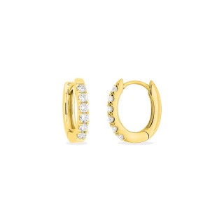Pendientes de aro en oro amarillo 9K con seis diamantes creados 0,15 ct