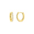 Pendientes de aro en oro amarillo 9K con seis diamantes creados 0,15 ct