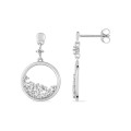 Pendientes largos fantasia plata 925 rodiada con circonita 14 mm