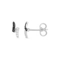 Pendientes curvas bicolores en plata 925 rodiada con circonita blanca y negra