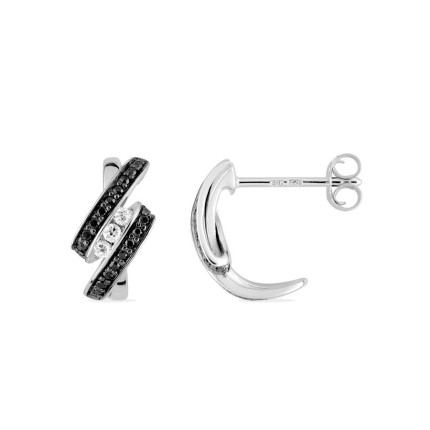 Pendientes de Plata de primera Ley con Circonitas Blancas y Negras