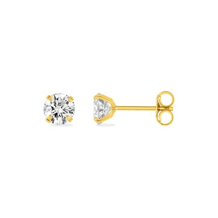 Pendientes oro 18K con circonita 5 mm