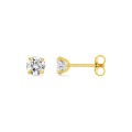 Pendientes oro 18K con circonita 5 mm