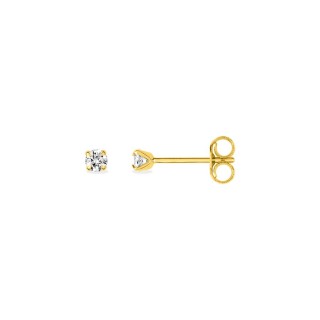 Brincos em ouro amarelo de 18K e zircónias cúbicas 2,5 mm