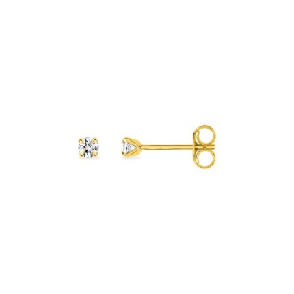 Pendientes oro amarillo 18K y circonita 2,5 mm