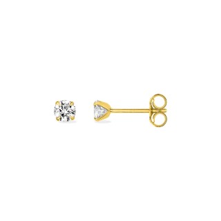 Brincos em ouro amarelo de 18K e zircónias cúbicas 3,5 mm