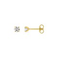 Brincos em ouro amarelo de 18K e zircónias cúbicas 3,5 mm