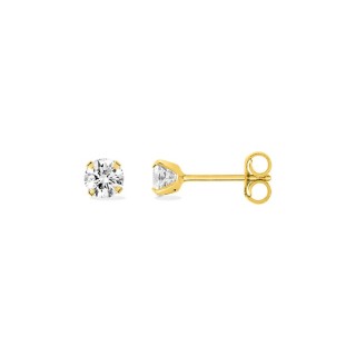 Pendientes oro amarillo 18K y circonita 4 mm