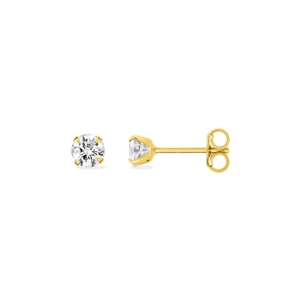 Brincos de 4 mm em ouro amarelo de 18K e zircónias cúbicas