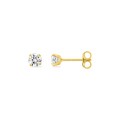 Pendientes oro amarillo 18K y circonita 4 mm