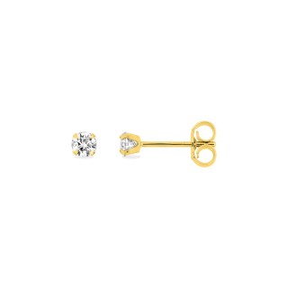 Brincos de 3 mm em ouro amarelo de 18K e zircónias cúbicas