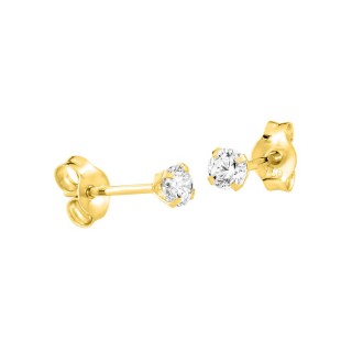 Brincos de 3 mm em ouro amarelo de 18K e zircónias cúbicas